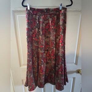 Christopher & Banks Floral Skirt in Red and Brown Size 6 *See Discription*